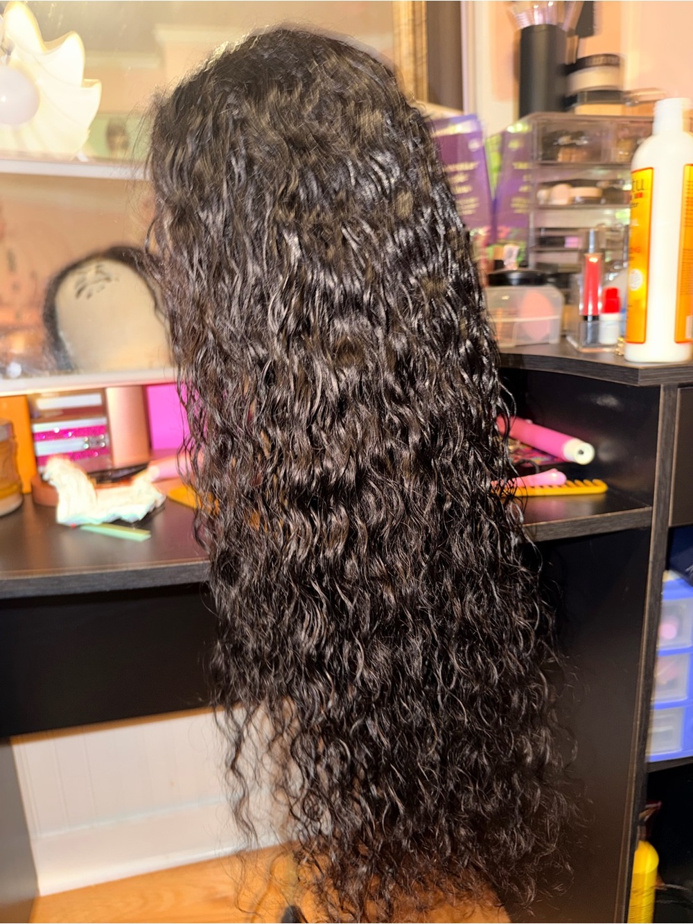 28” Human Hair Natural Black Deep Wave Human Hair Wig - Women Hair